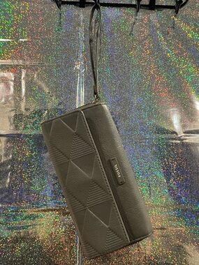 Fossil Julia Grey Leather Flip Clutch Wallet Wristlet Zip Around w/ Tag
